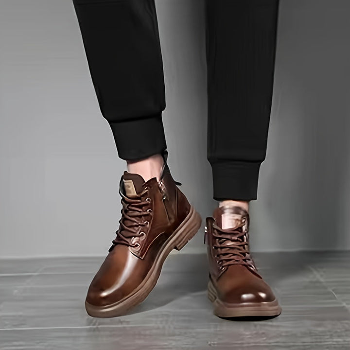 Rugged High-Top Lace-Up Boots