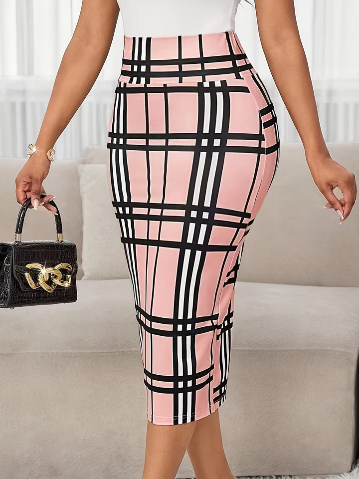 Refined Plaid Pencil Skirt
