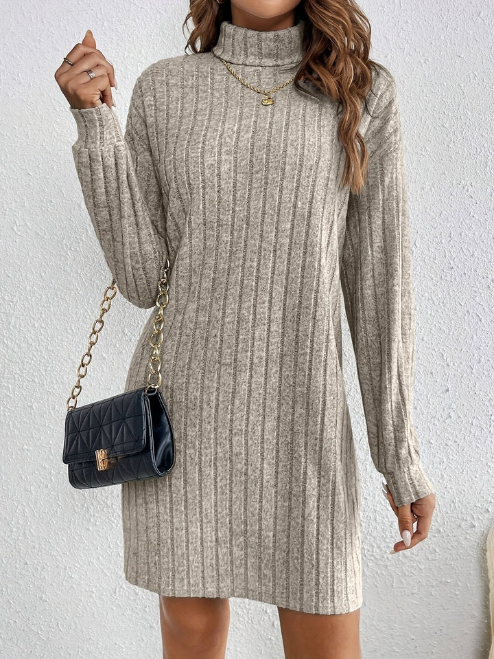 Ribbed Turtleneck Sweater Dress