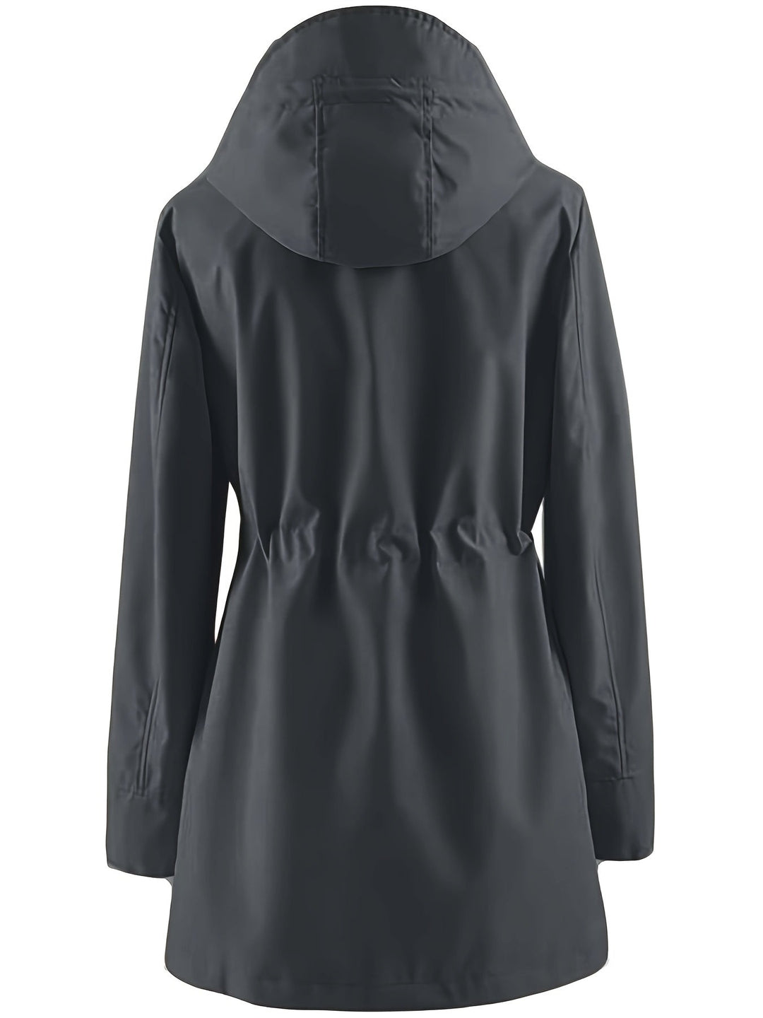 Hooded Drawstring Rain Jacket