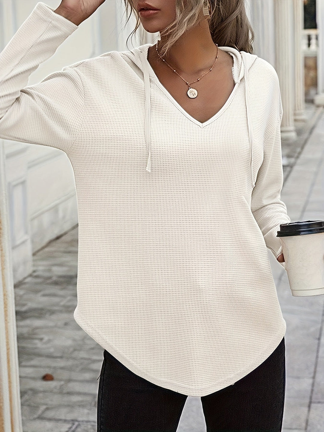 Relaxed V-Neck Hoodie