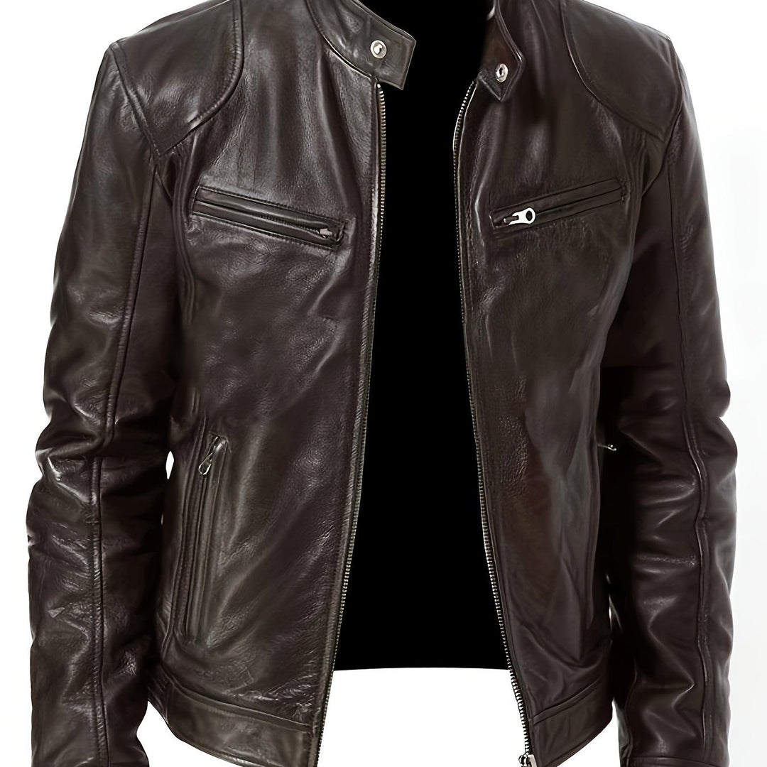 Stand-Collar Moto Jacket