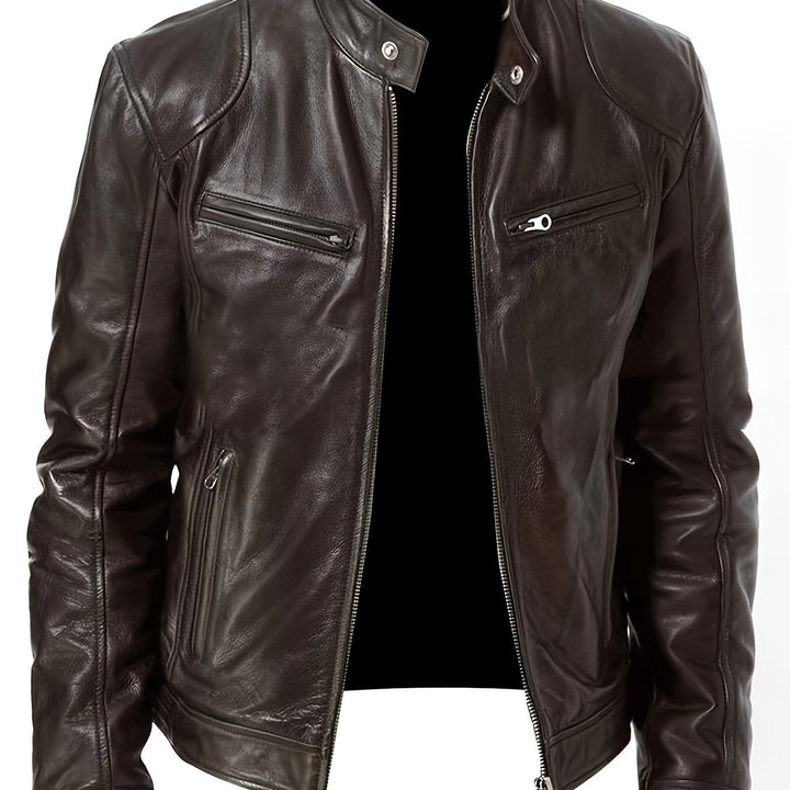 Stand-Collar Moto Jacket