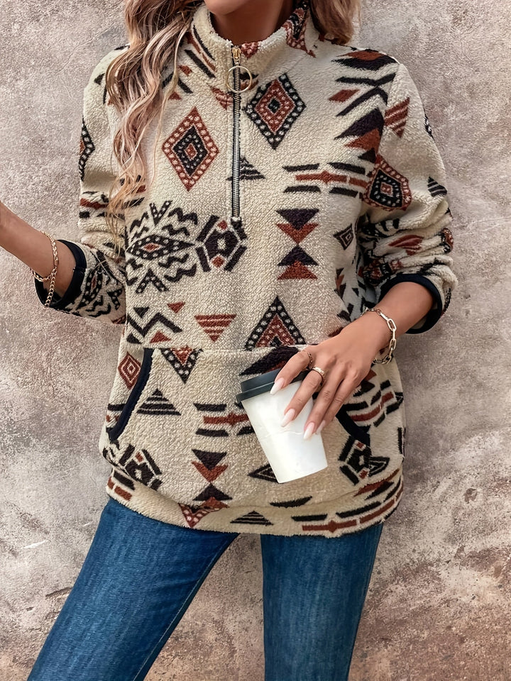 Aztec-Print Quarter-Zip Pullover