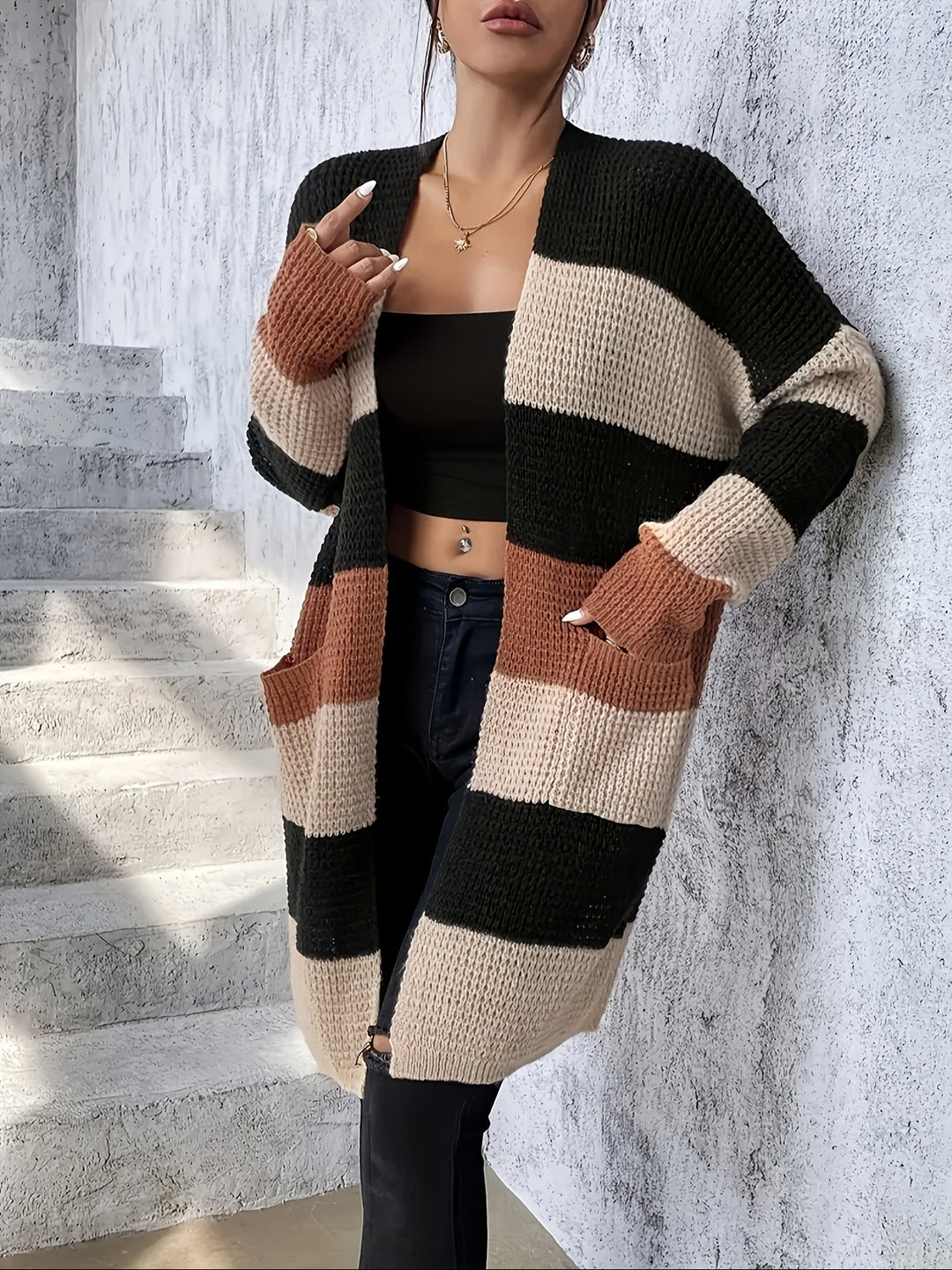 Colorblock Longline Cardigan