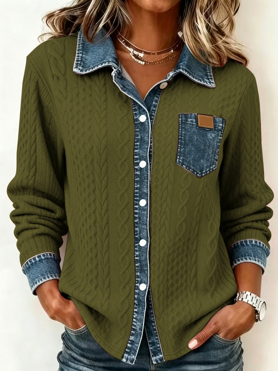 Textured Button-Up Shirt