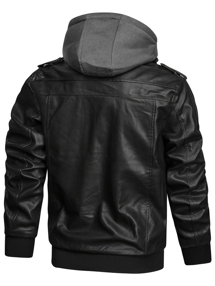 Rugged Hooded Biker Jacket