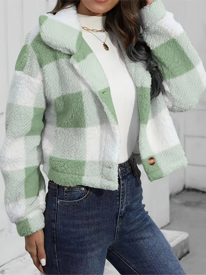 Cozy Cropped Plaid Jacket
