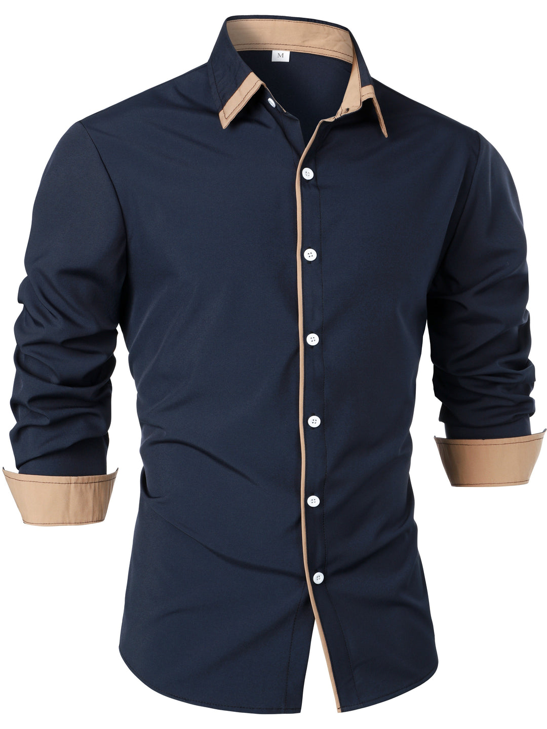 Contrast-Trim Long Sleeve Shirt