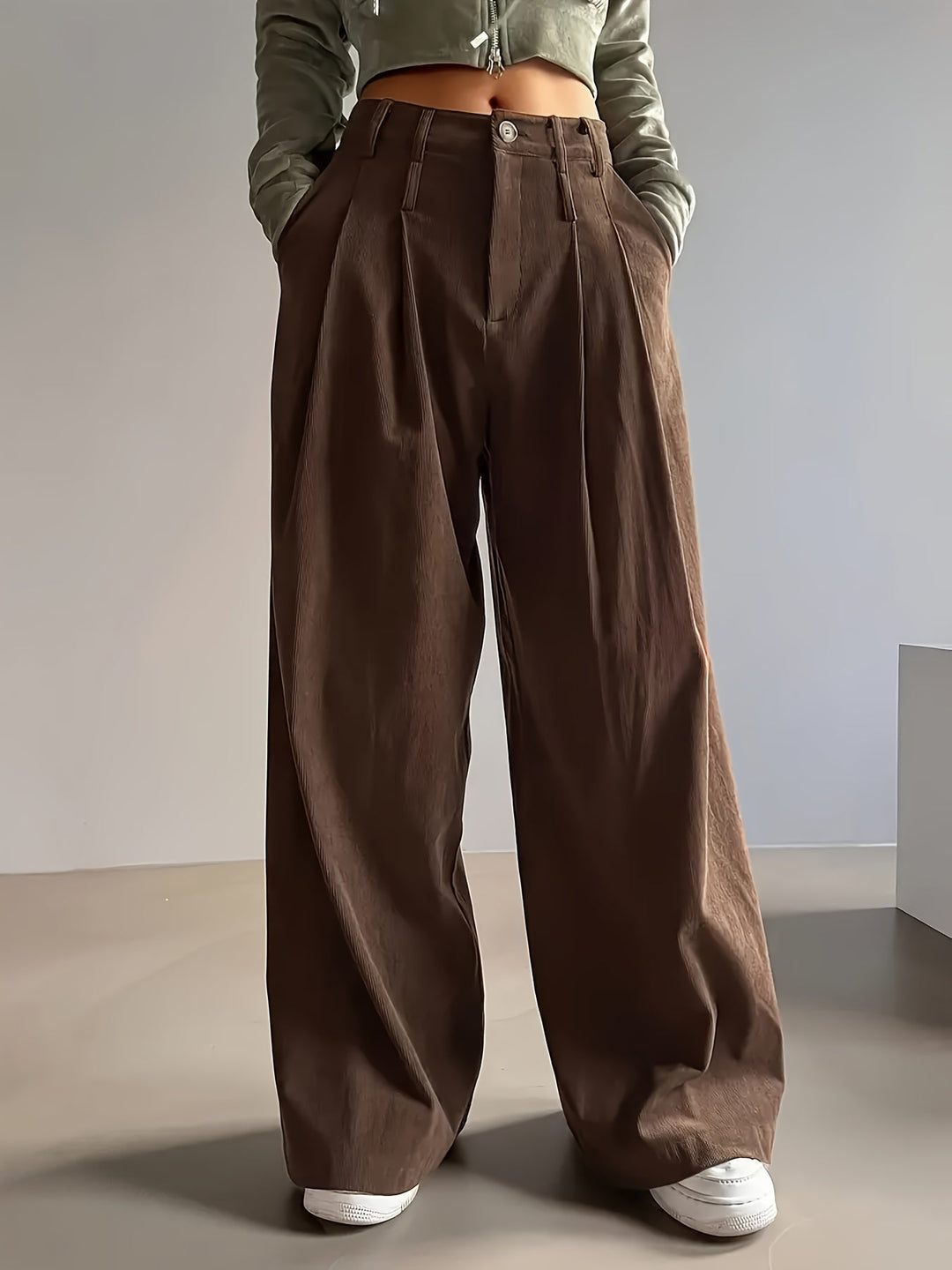 Pleated Wide-Leg Pants