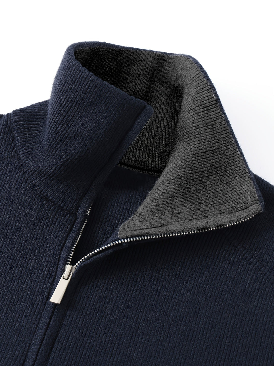 Zip-Front High-Neck Cardigan