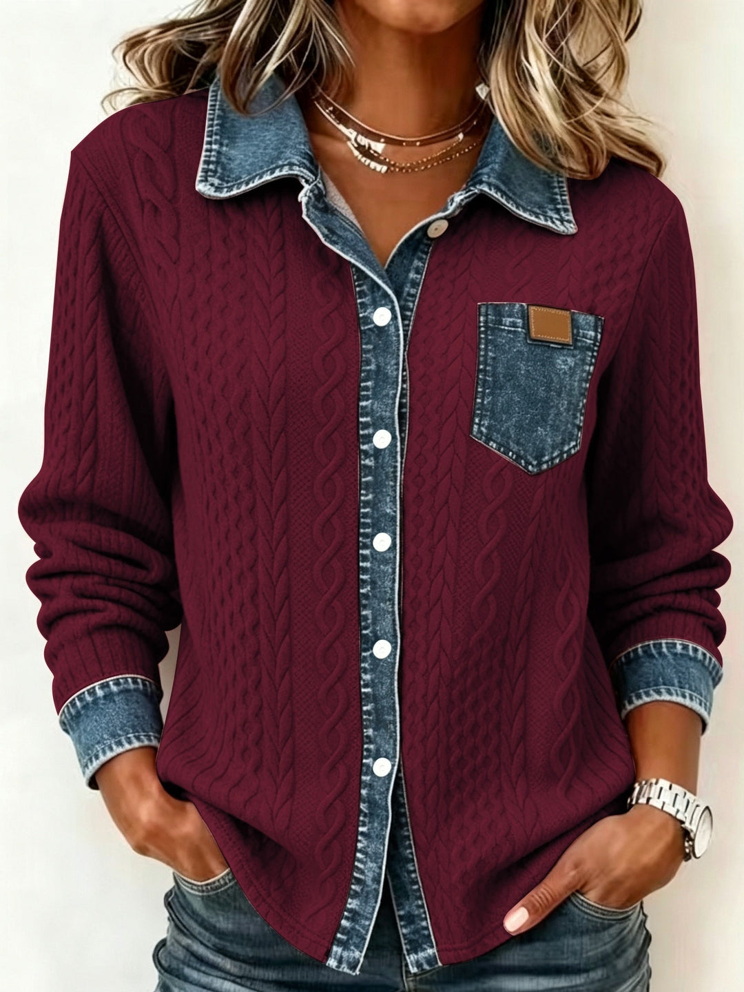 Textured Button-Up Shirt