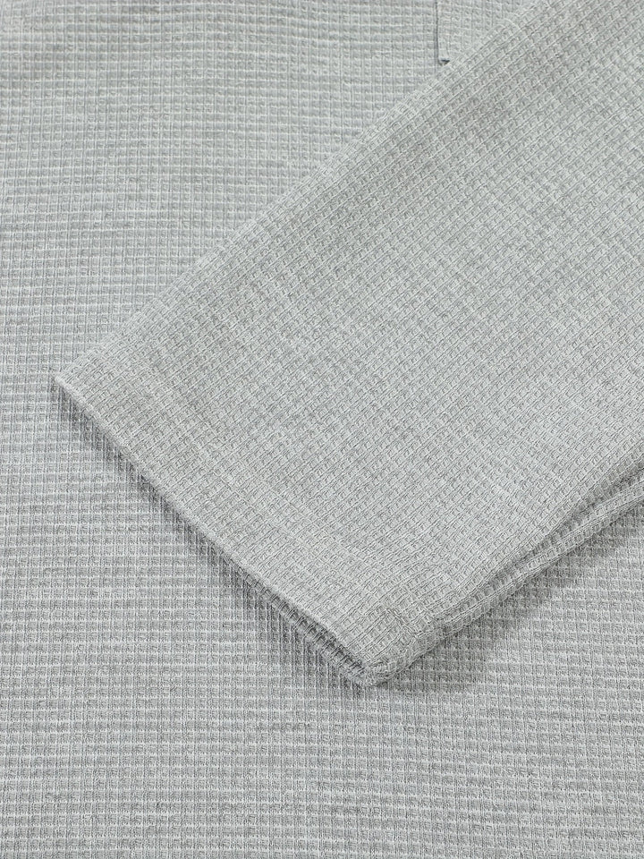 Textured Long Sleeve Henley Shirt