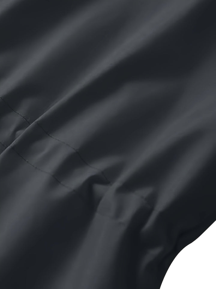 Hooded Drawstring Rain Jacket
