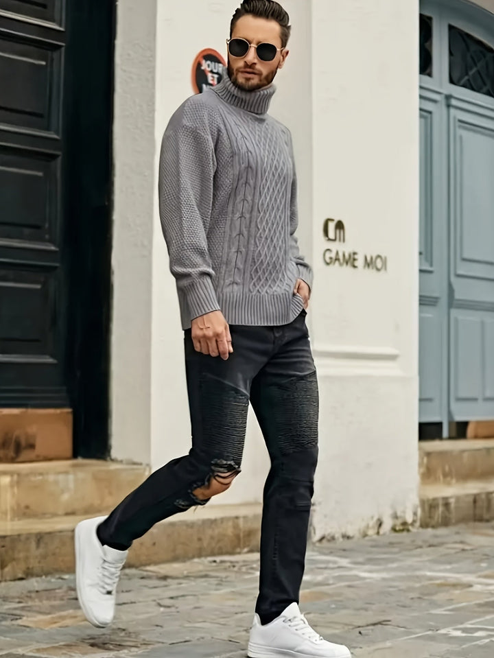 Classic Cable-Knit Turtleneck Sweater