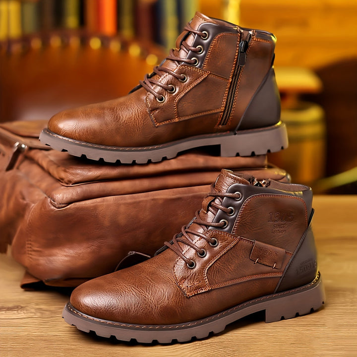 Rugged Lace-Up Ankle Boots
