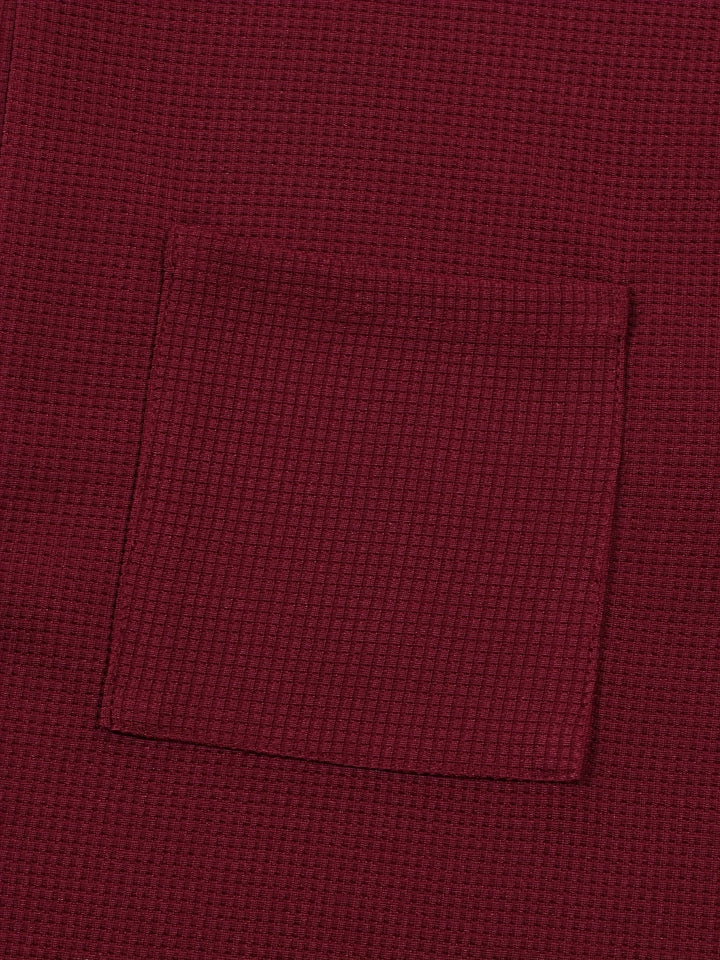 Textured Long Sleeve Henley Shirt