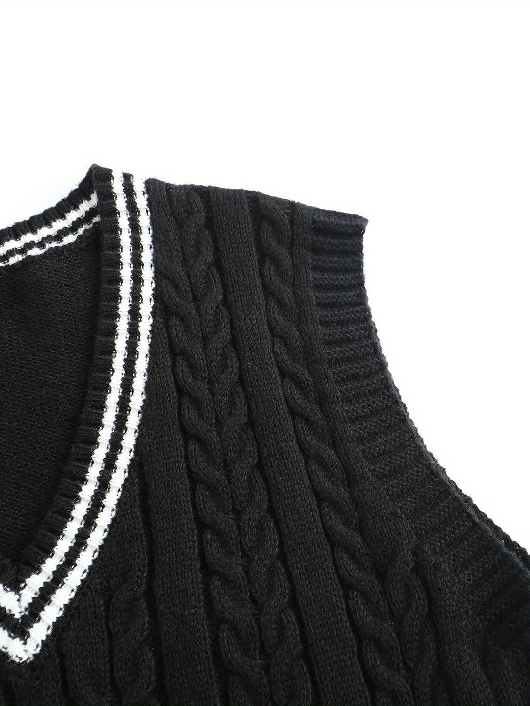 Cable-Knit V-Neck Sweater Vest