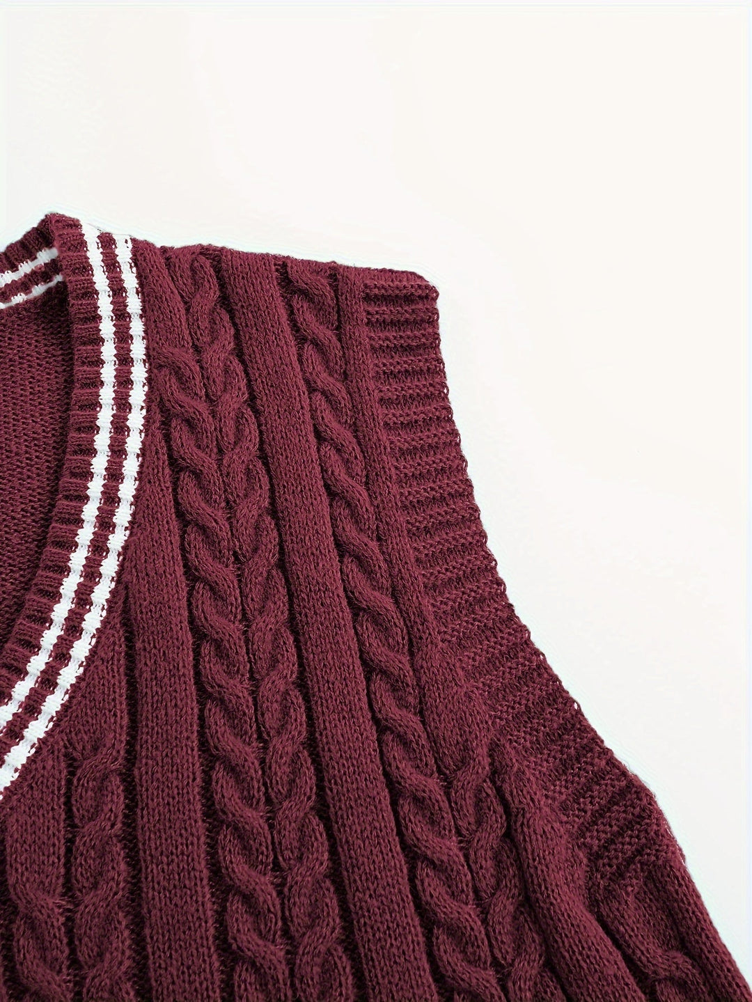 Cable-Knit V-Neck Sweater Vest