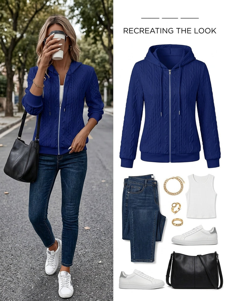 Textured Zip-Up Hooded Jacket