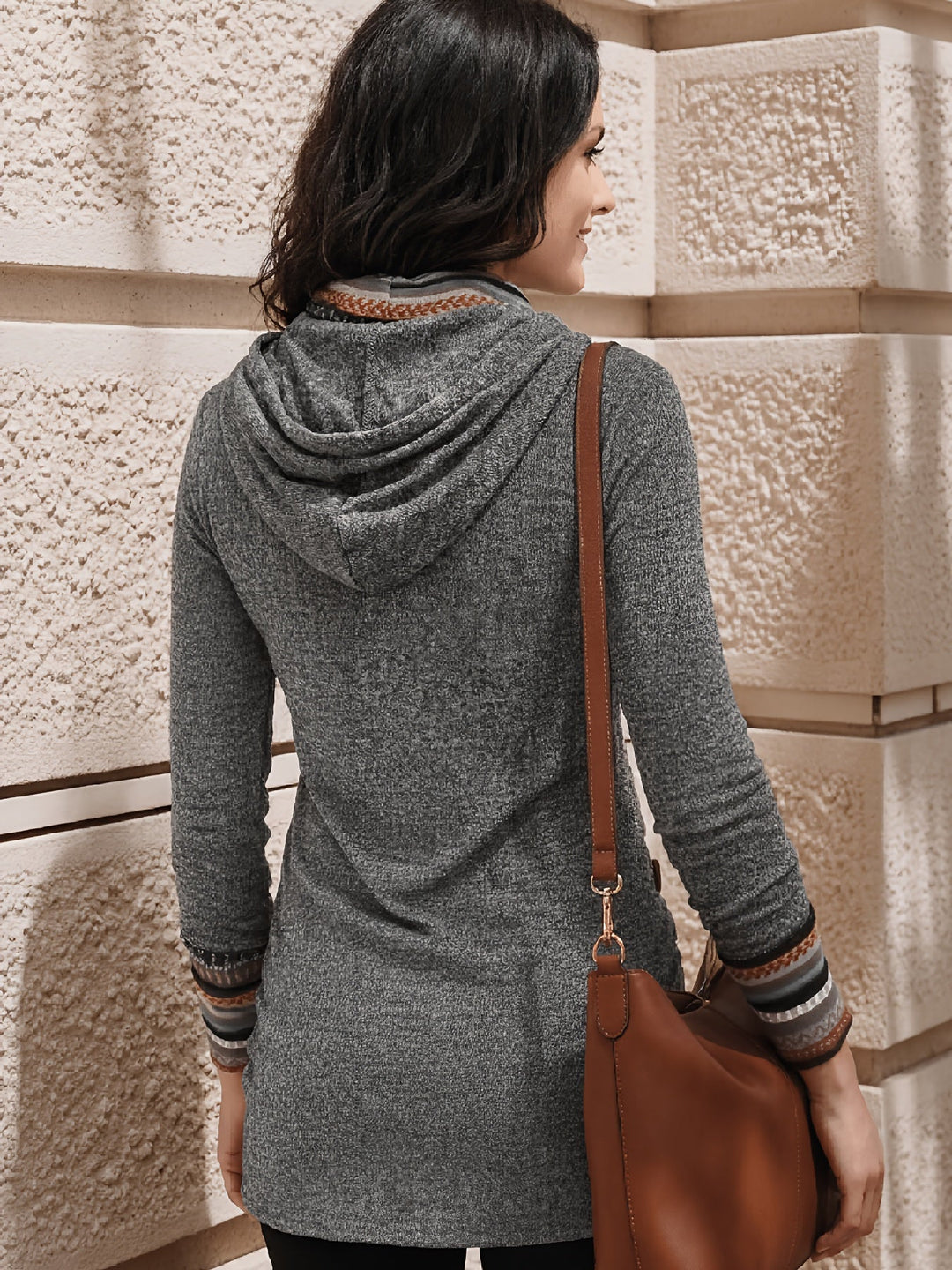 Cowl-Neck Patterned Button Top