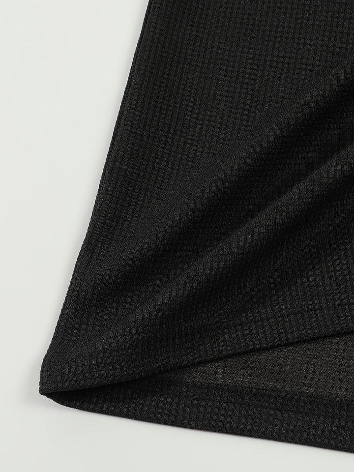 Textured Long Sleeve Henley Shirt