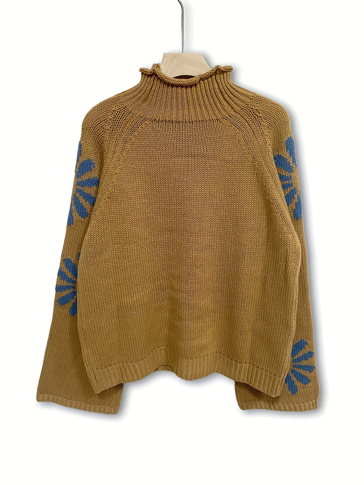 Blossom-Knit High Neck Sweater