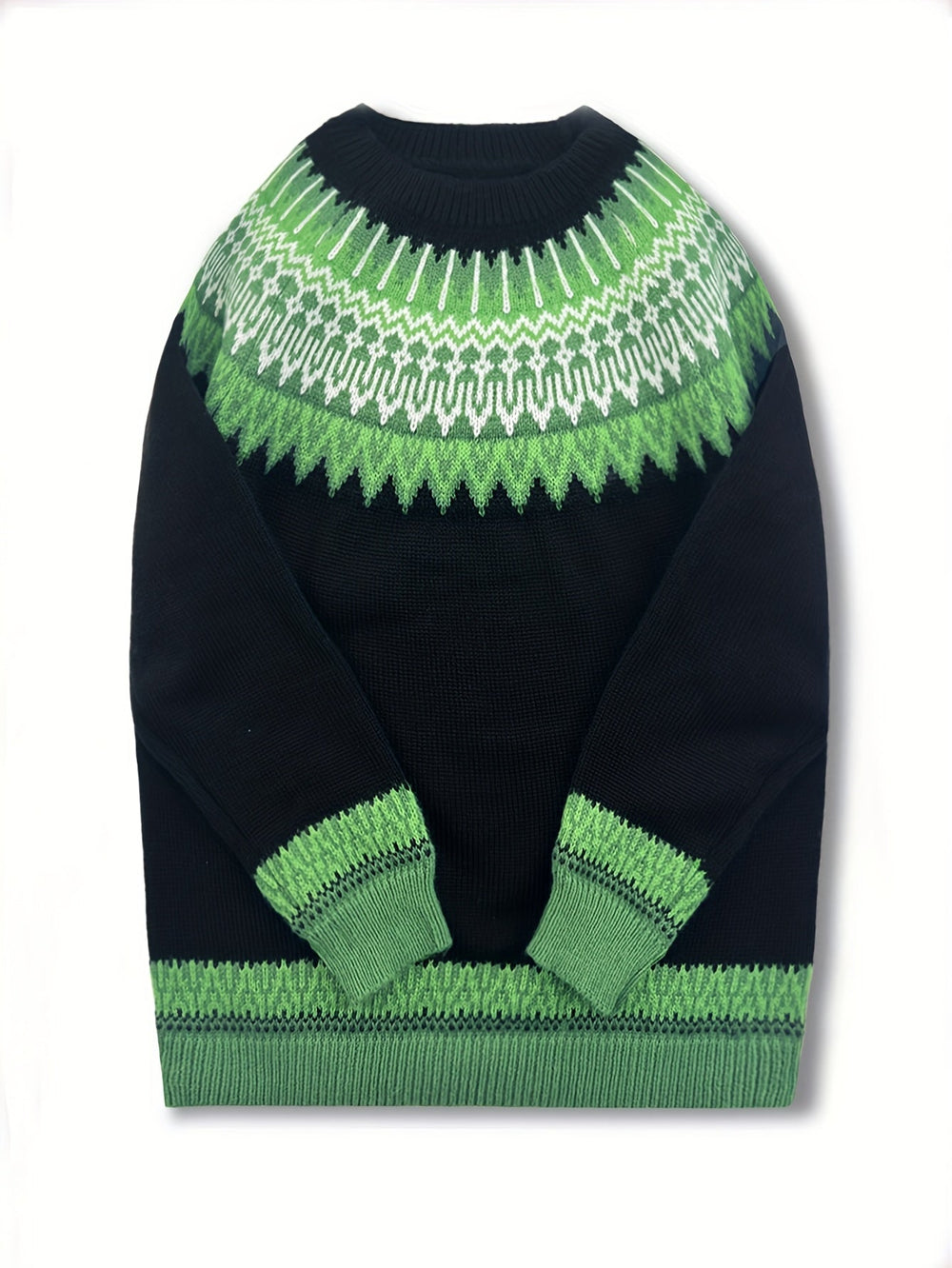 Chunky Jacquard Round Neck Sweater