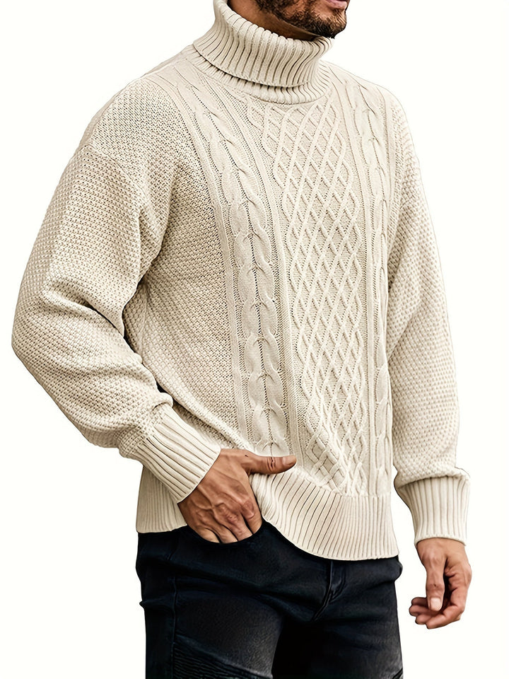 Classic Cable-Knit Turtleneck Sweater