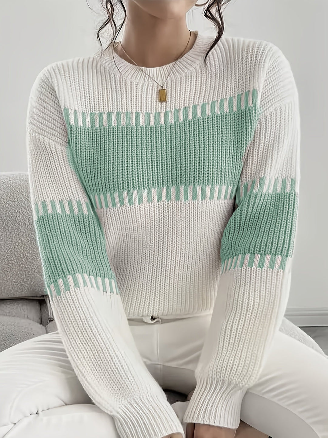 Colour-Block Striped Sweater