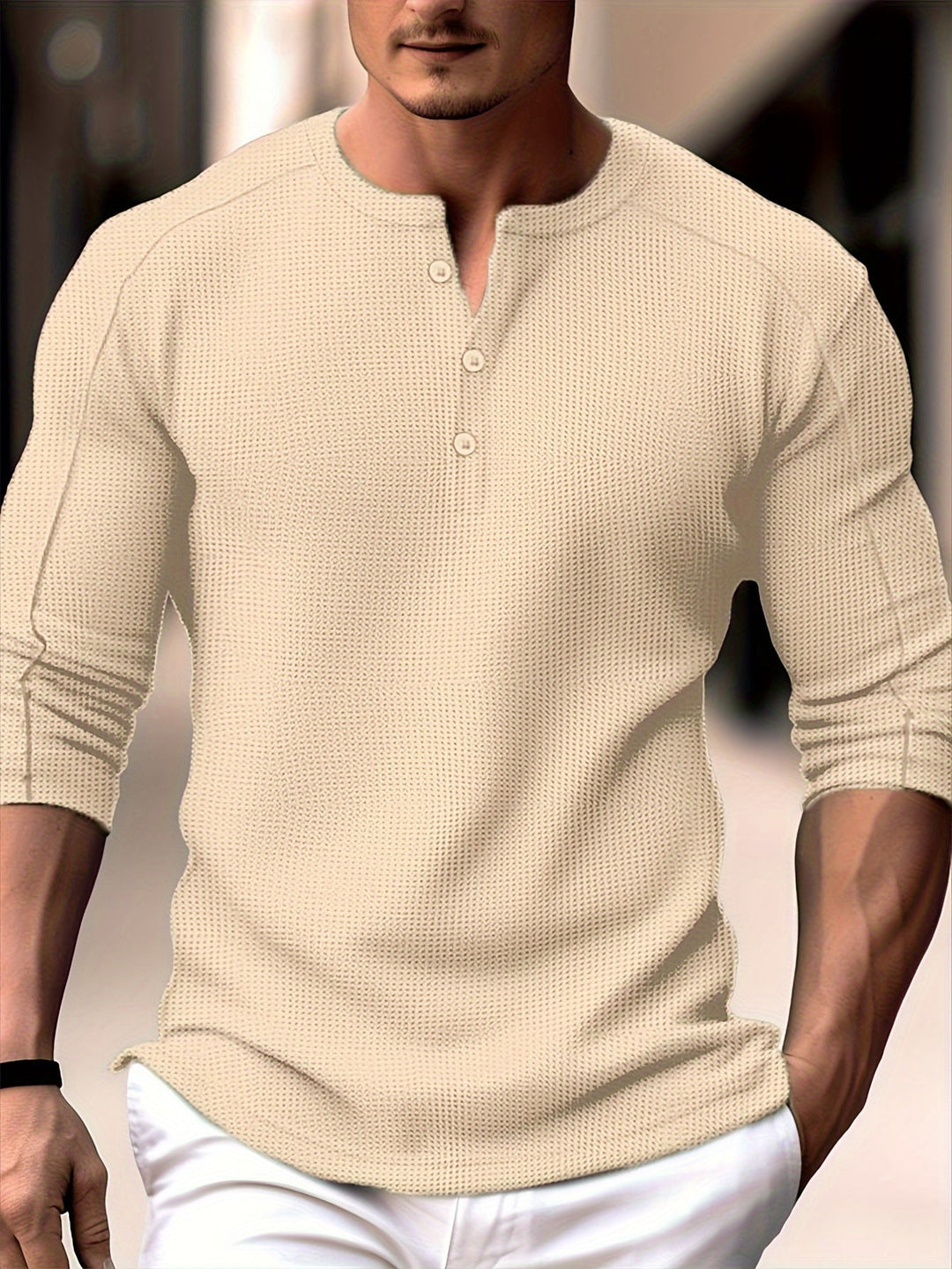 Textured Long-Sleeve Henley