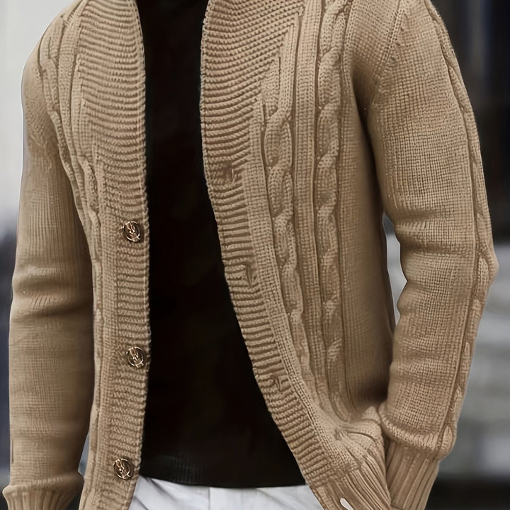 Cable-Knit Button Cardigan