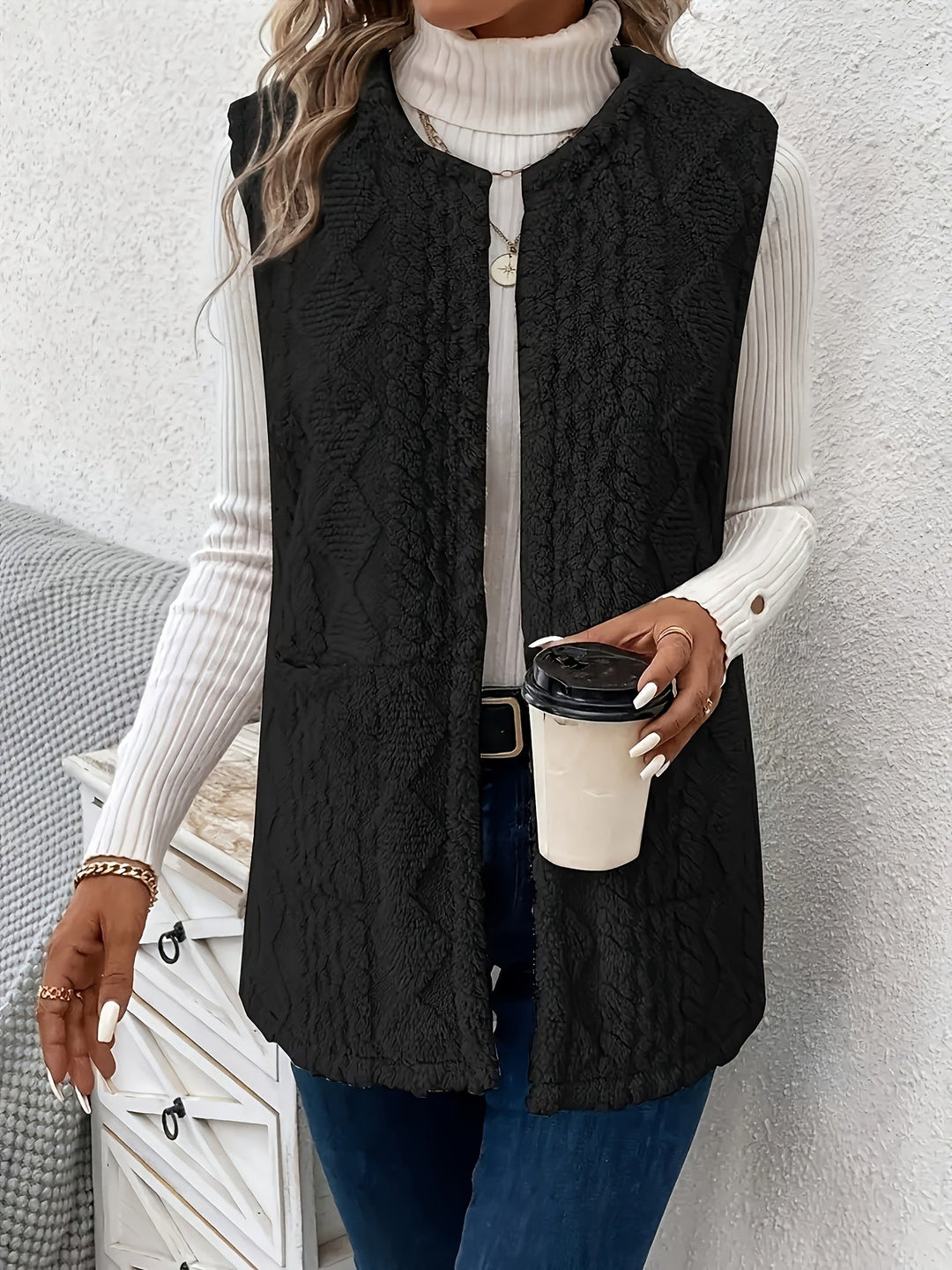 Cozy Textured Sleeveless Vest