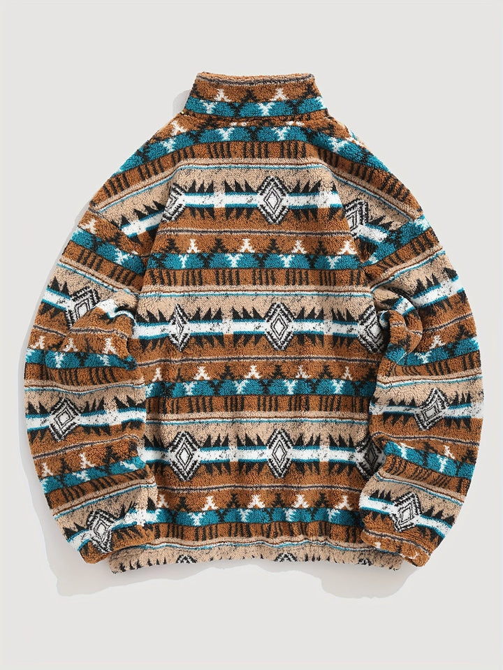 Patterned Quarter-Zip Pullover