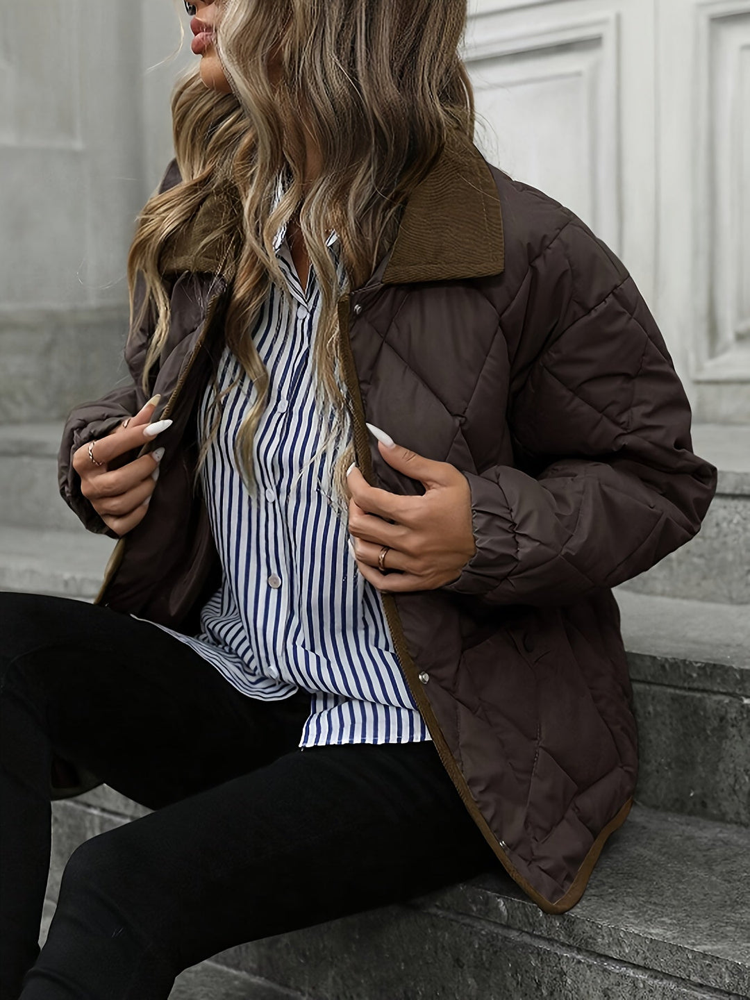 Diamond-Quilted Padded Jacket