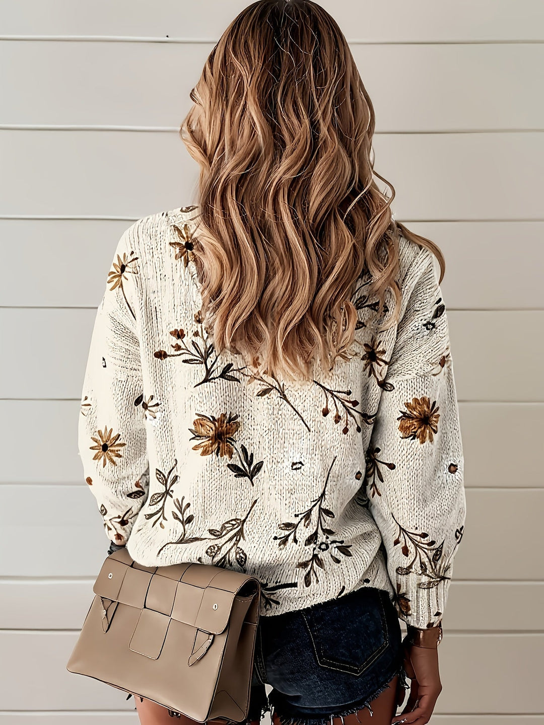 Floral V-Neck Sweater