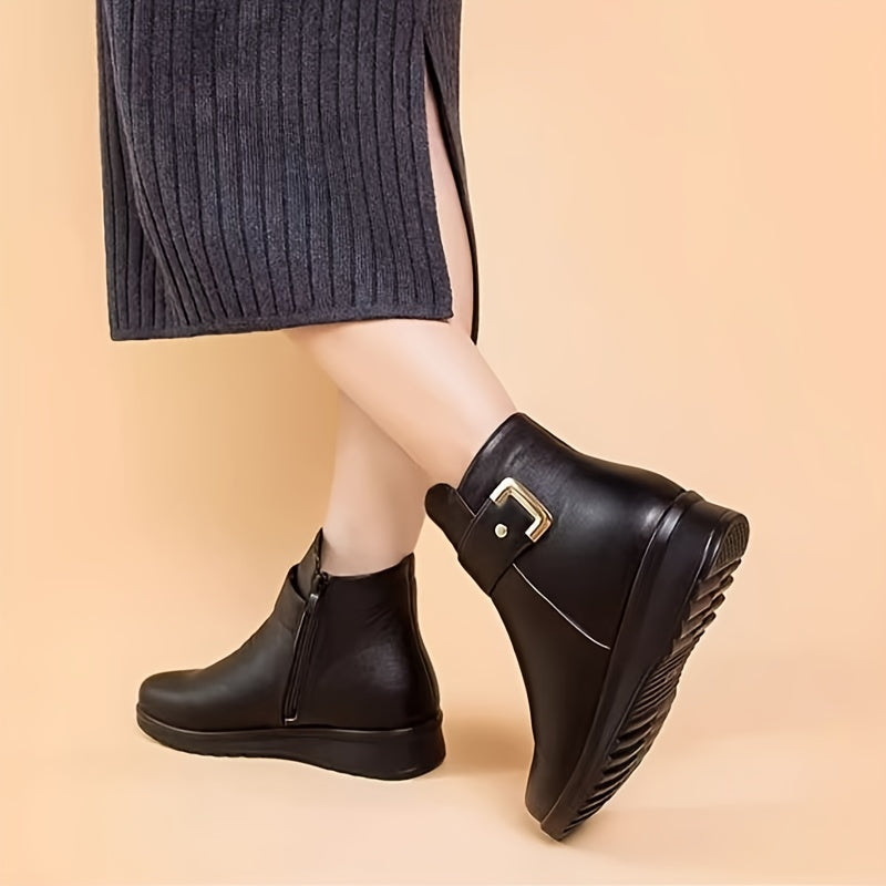 Cozy Buckle Ankle Boots
