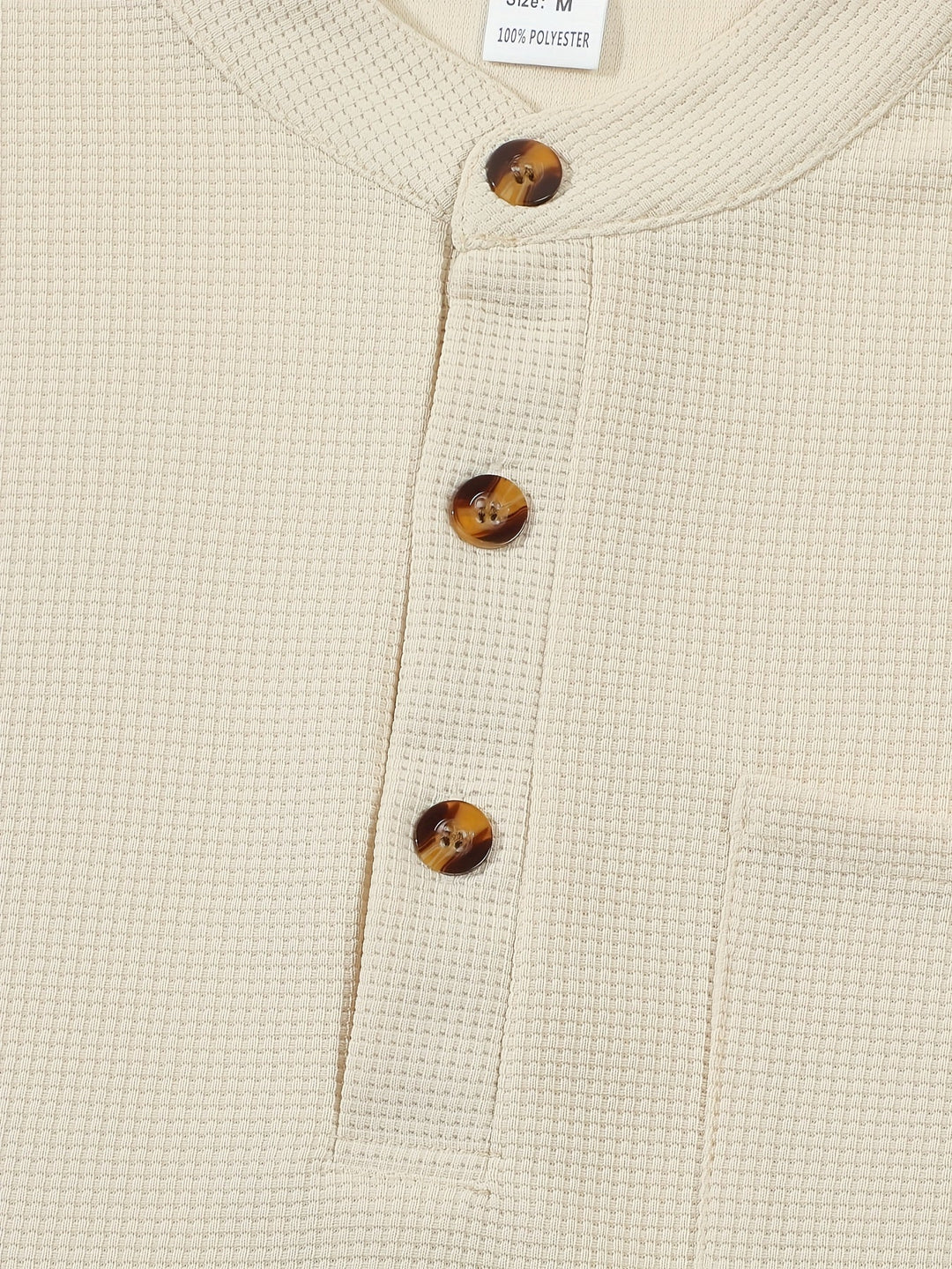 Textured Long Sleeve Henley Shirt