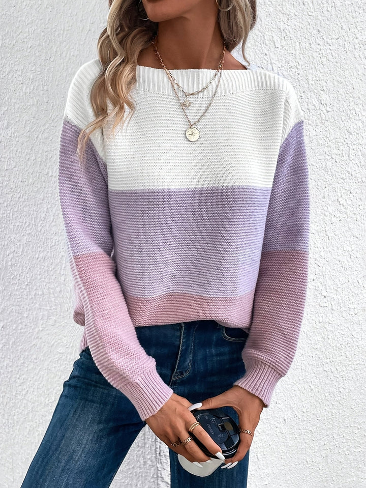 Color-Blocked Drop-Shoulder Sweater