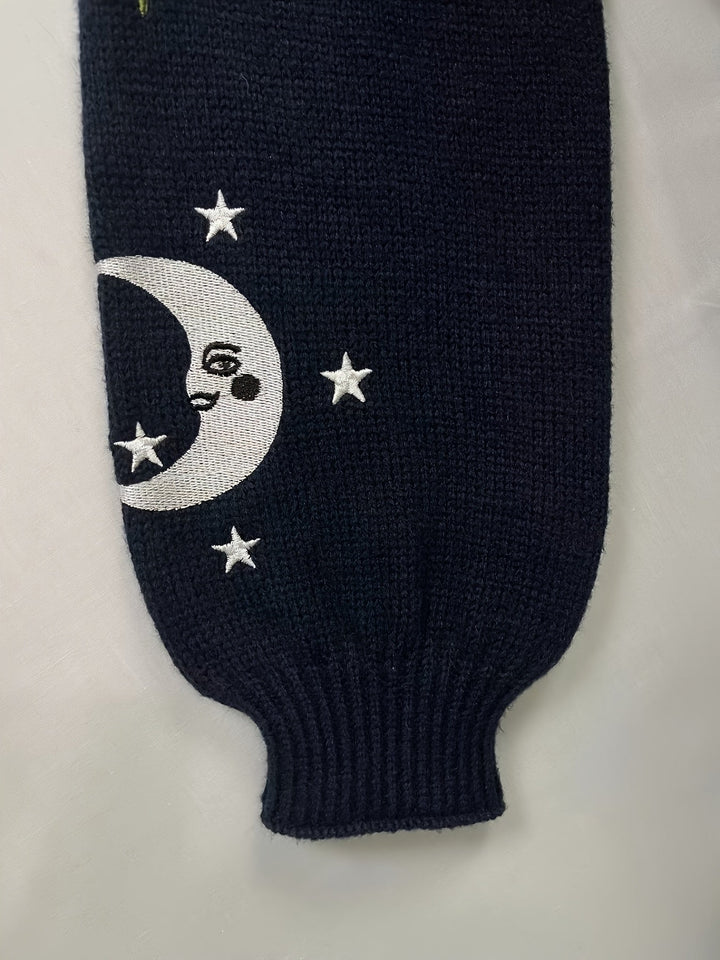 Celestial Embroidered Lantern-Sleeve Cardigan