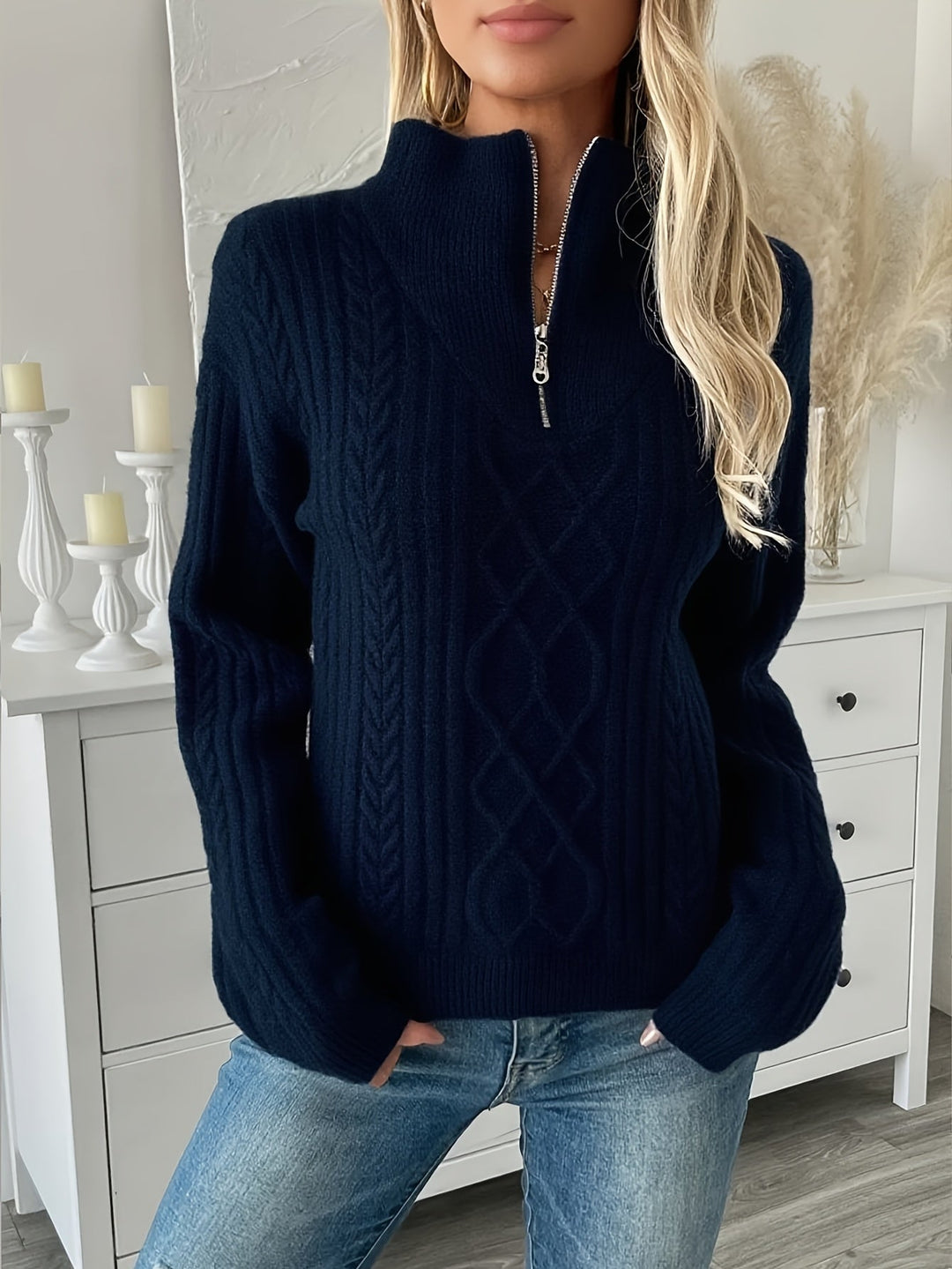 Textured Half-Zip Sweater
