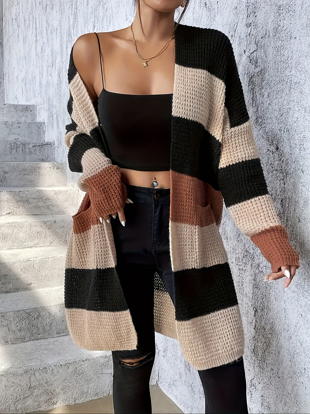 Colorblock Longline Cardigan
