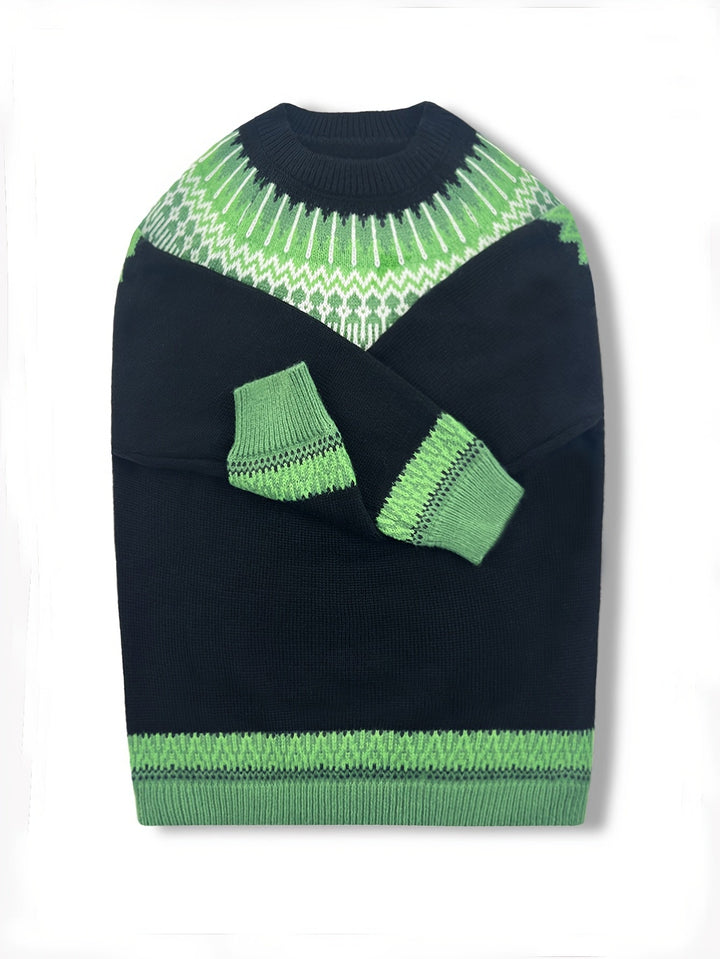 Chunky Jacquard Round Neck Sweater