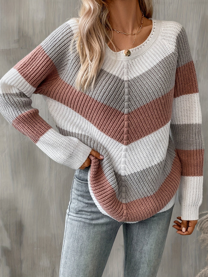Colorblock Chevron Knit Sweater
