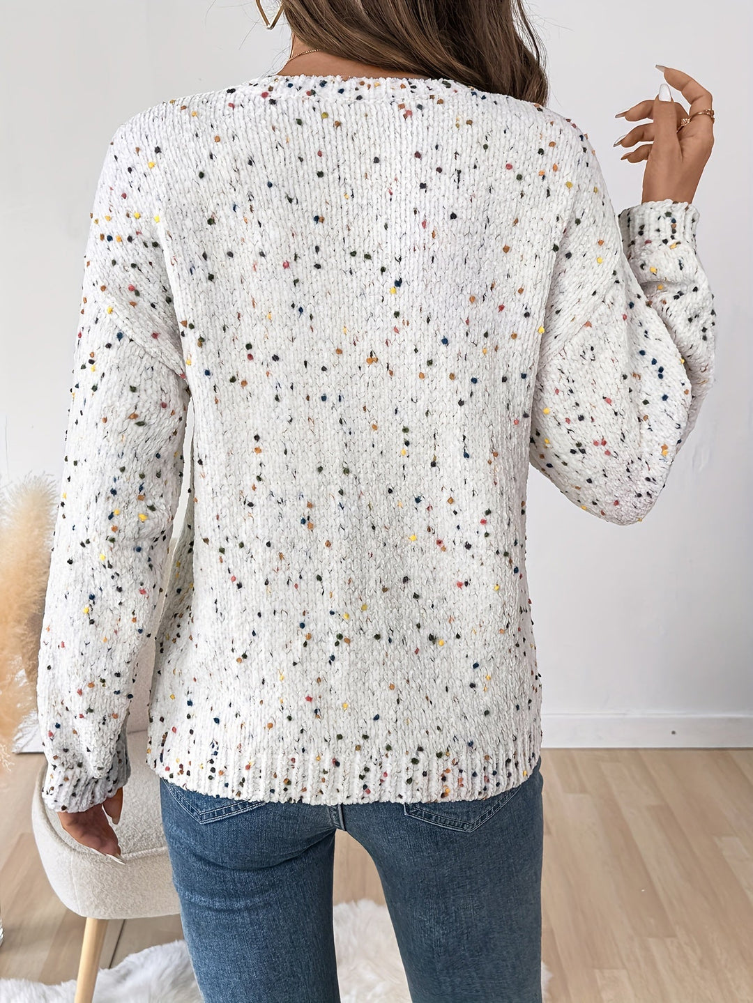 Speckled Round Neck Sweater