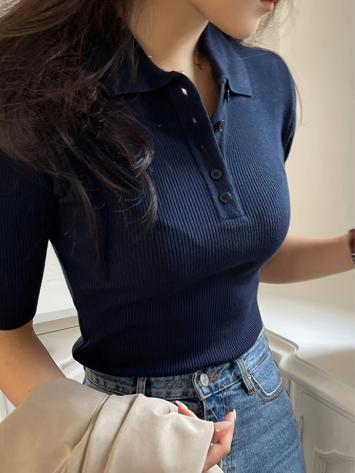 Ribbed Collared Top