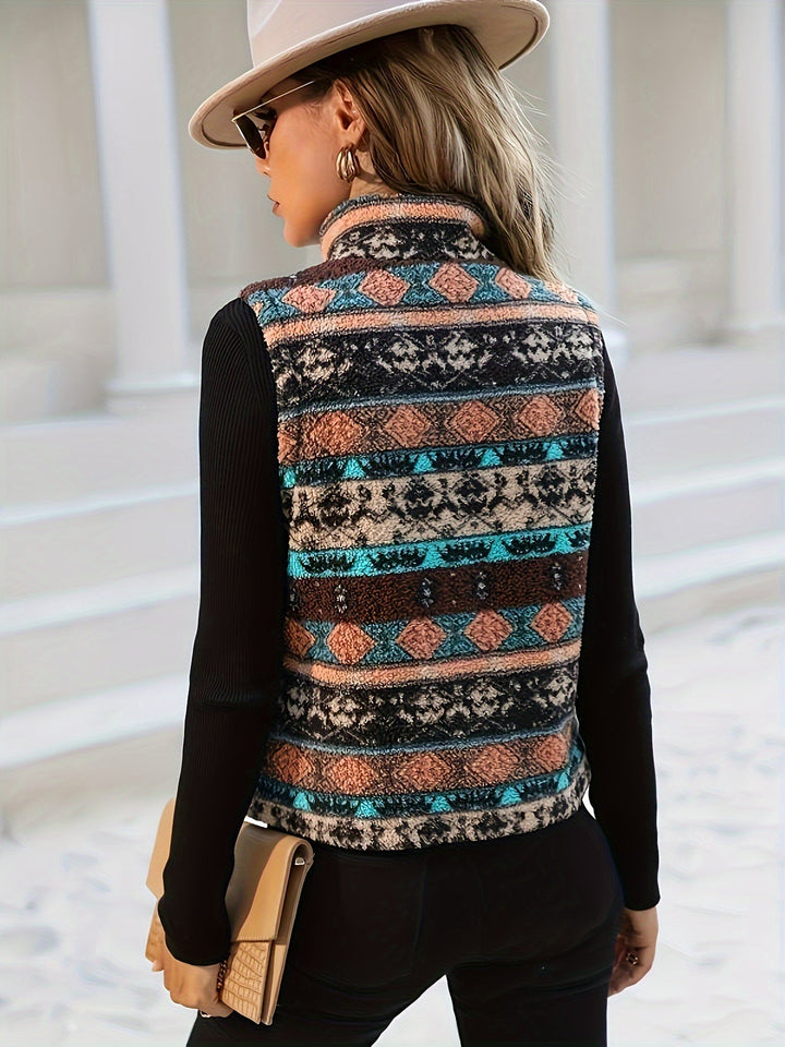 Patterned Zip-Up Vest