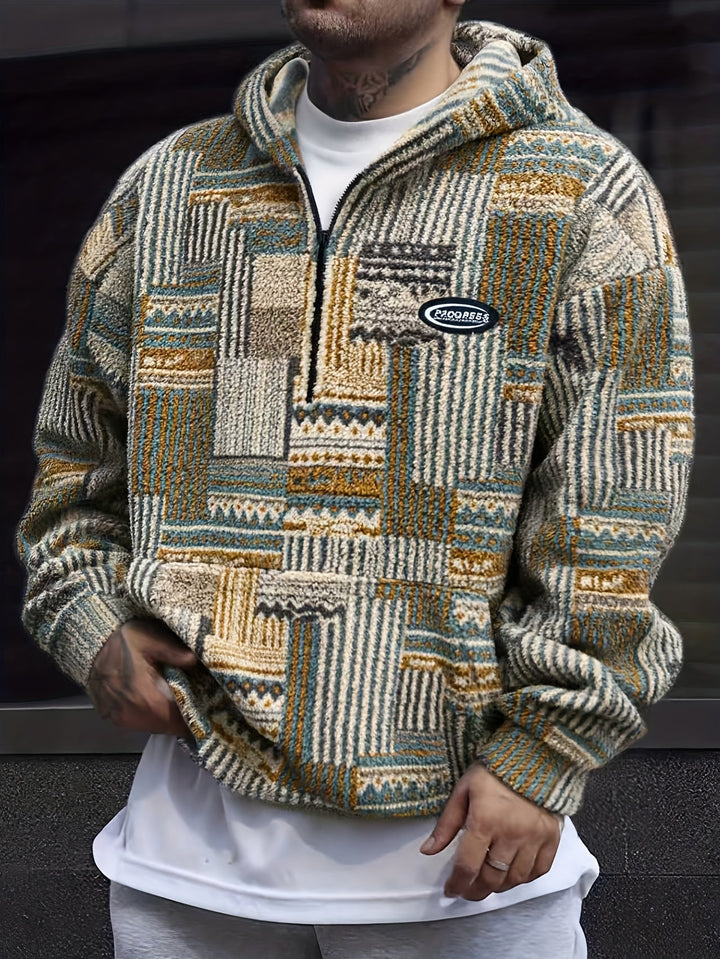 Patterned Quarter-Zip Sweater