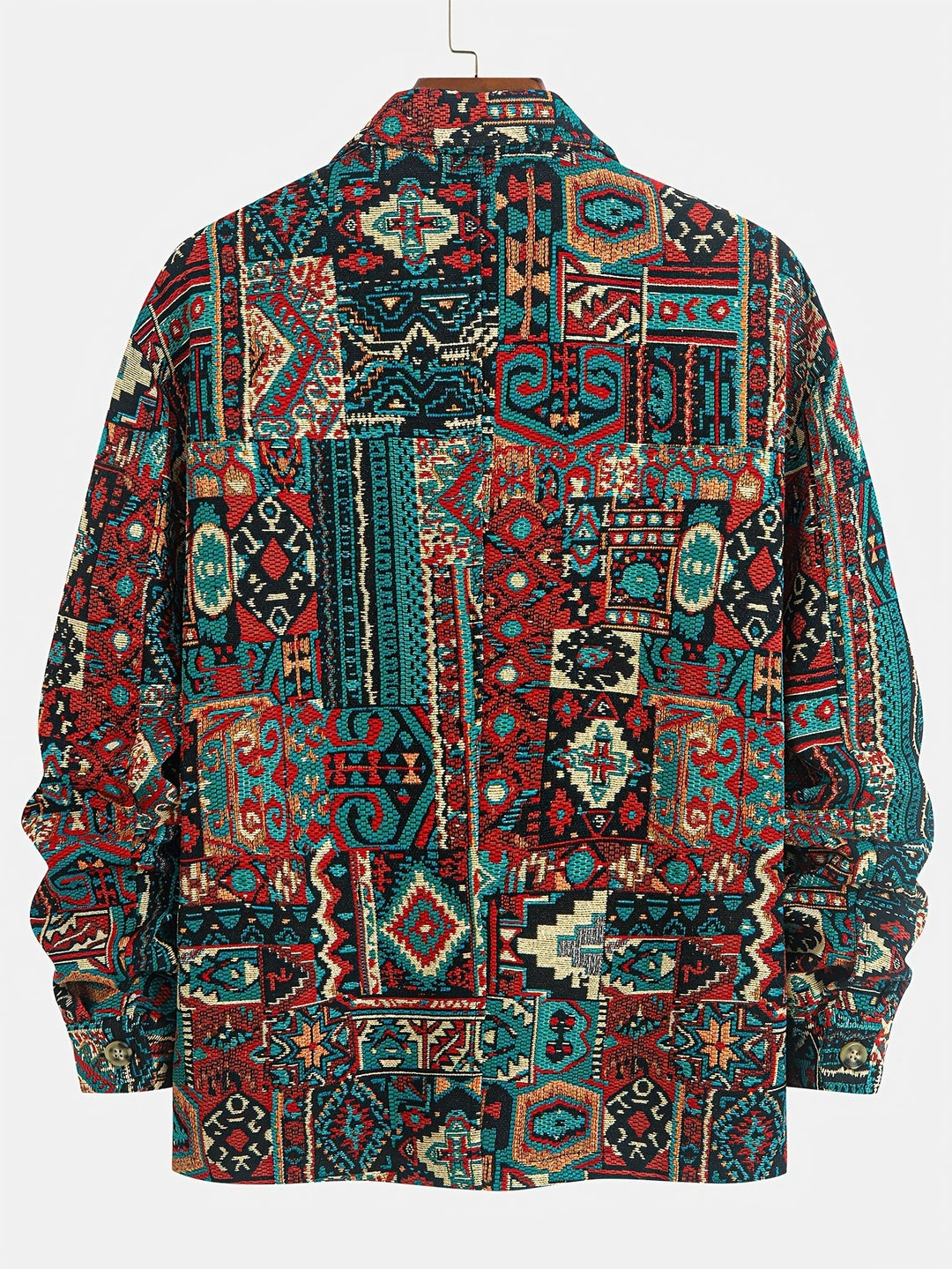 Patterned Lapel Zip Jacket