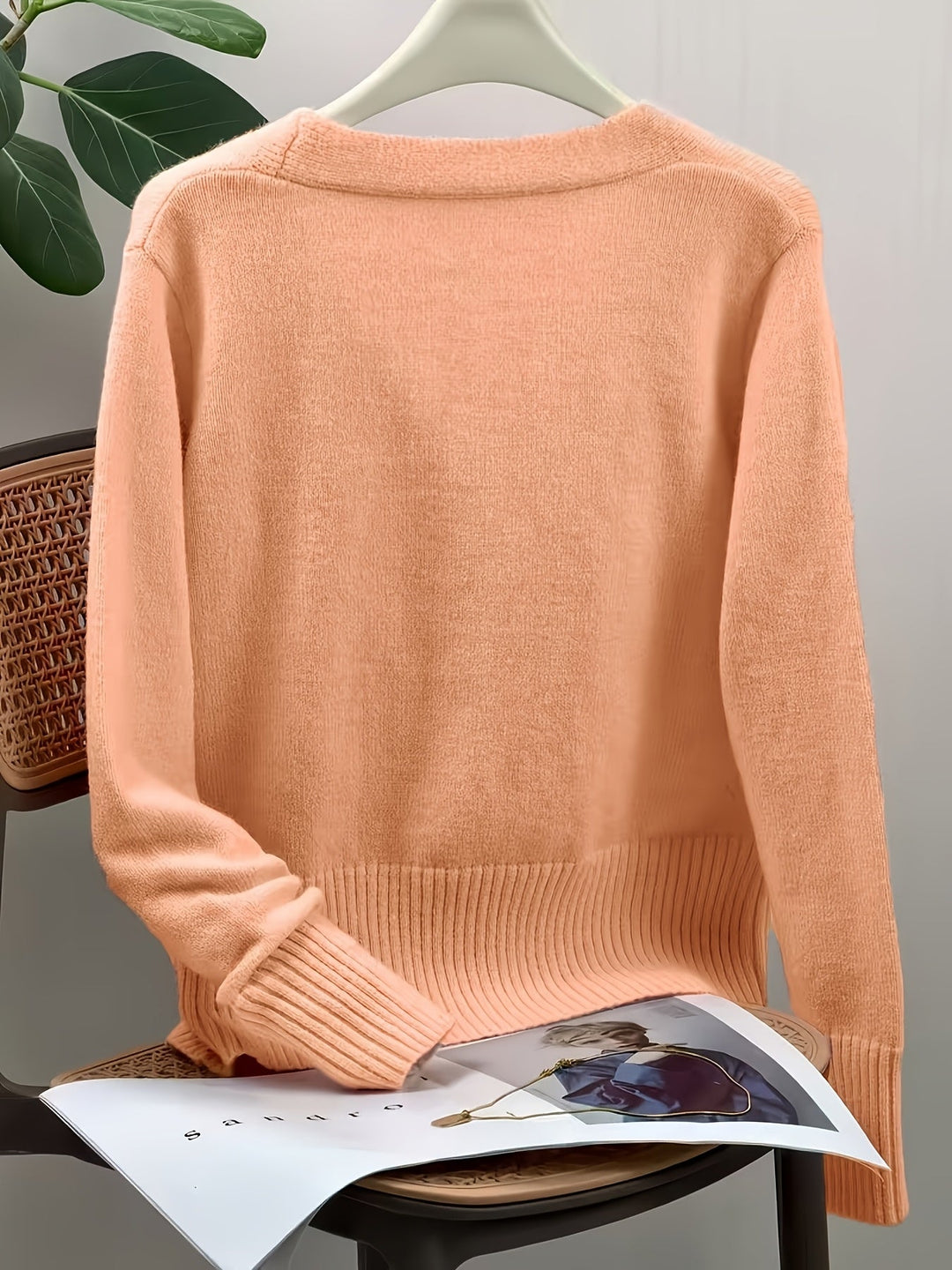 Heart-Button V-Neck Cardigan